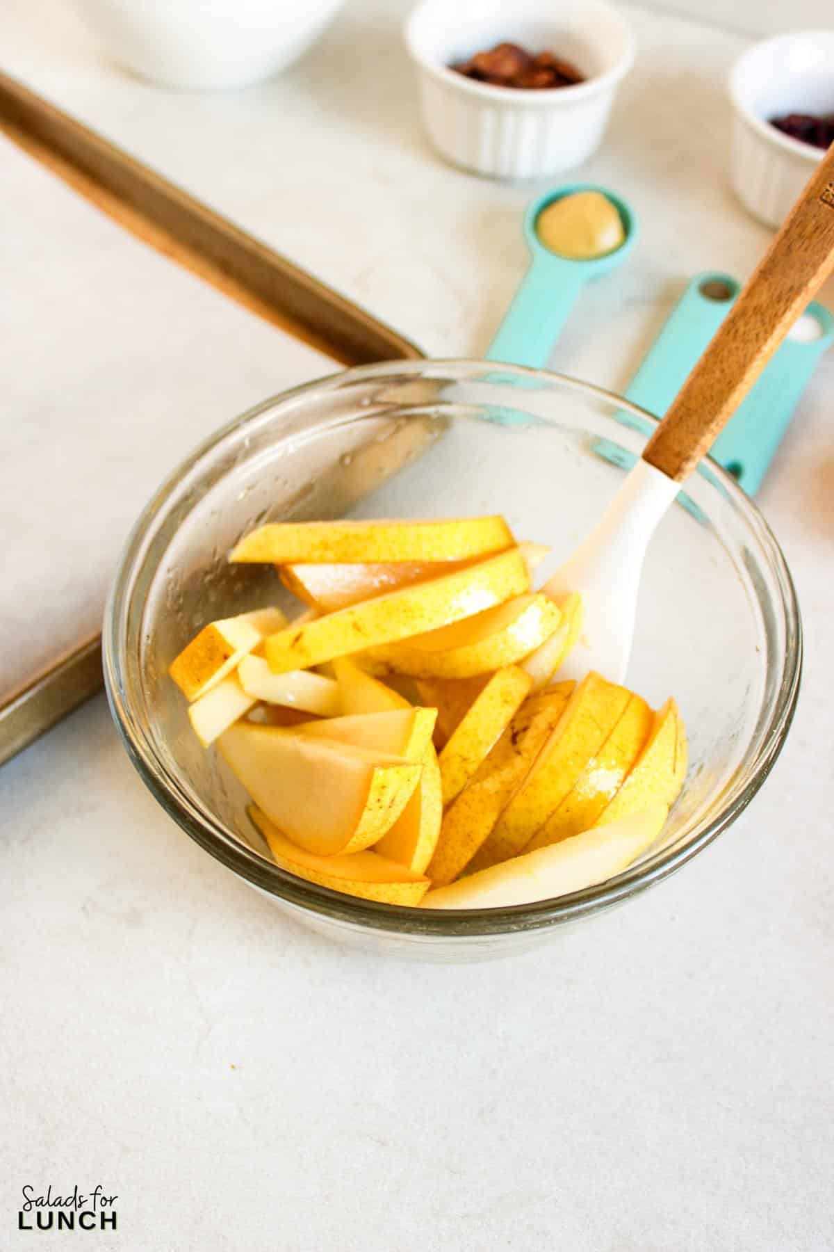 Roasted Pear Salad with Lemon Vinaigrette Recipe 3 - This Roasted Pear Salad with Lemon Vinaigrette is a deliciously hearty option for lunch or dinner. It’s quick to make, healthy, and bursting with sweet and savory flavors that’ll leave you craving more! Plus, it’s so versatile—you can dress it up or keep it simple, and it always turns out delicious.