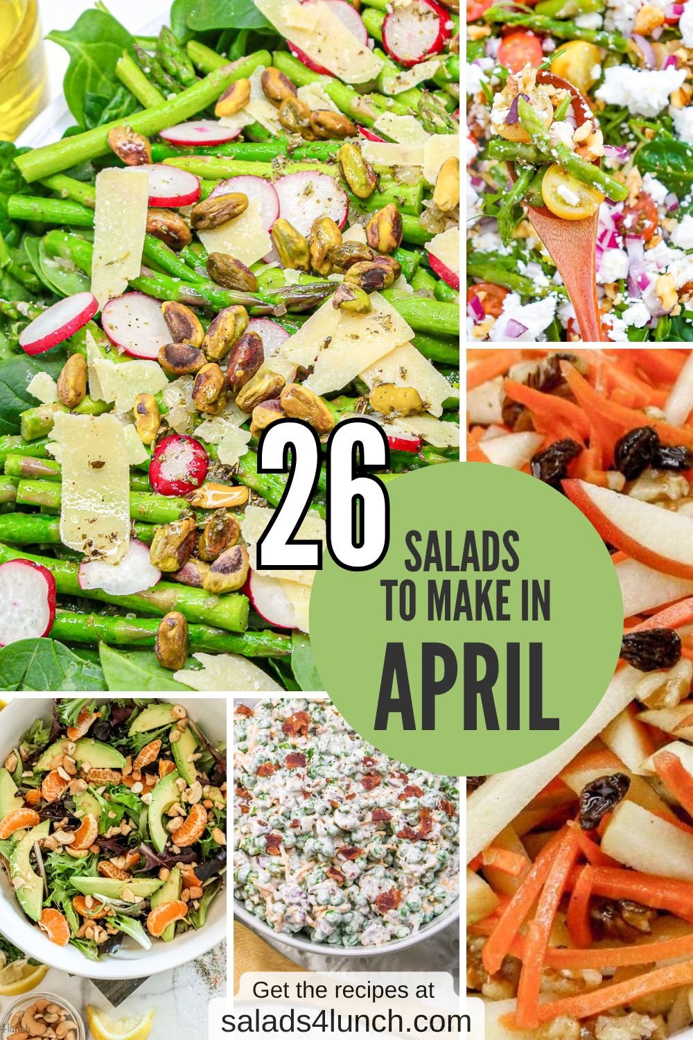 Salads to Make in April - We’ve rounded up 26 of the best spring salads to help you make the most of April’s freshest fruits and veggies. Whether you’re craving something light and refreshing or hearty and satisfying, there’s a salad here for every taste.