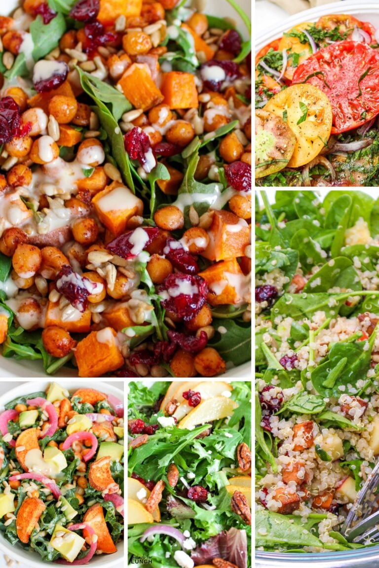 A collage of salads to make in October.