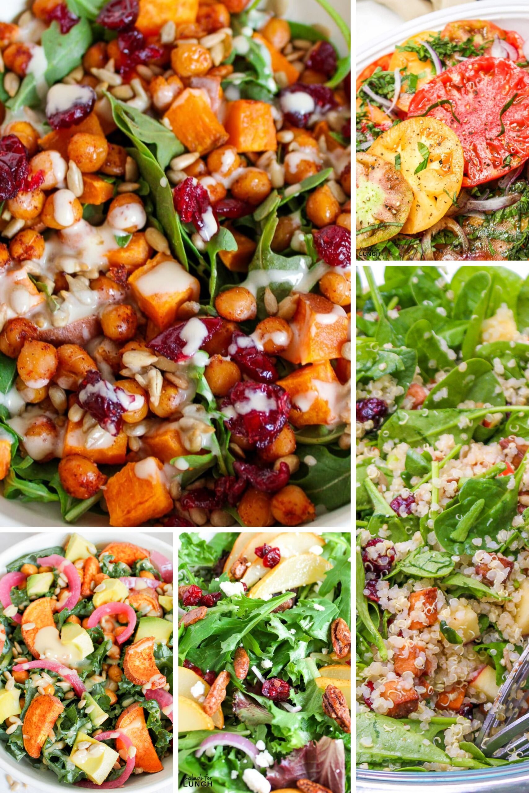 A collage of salads to make in October.