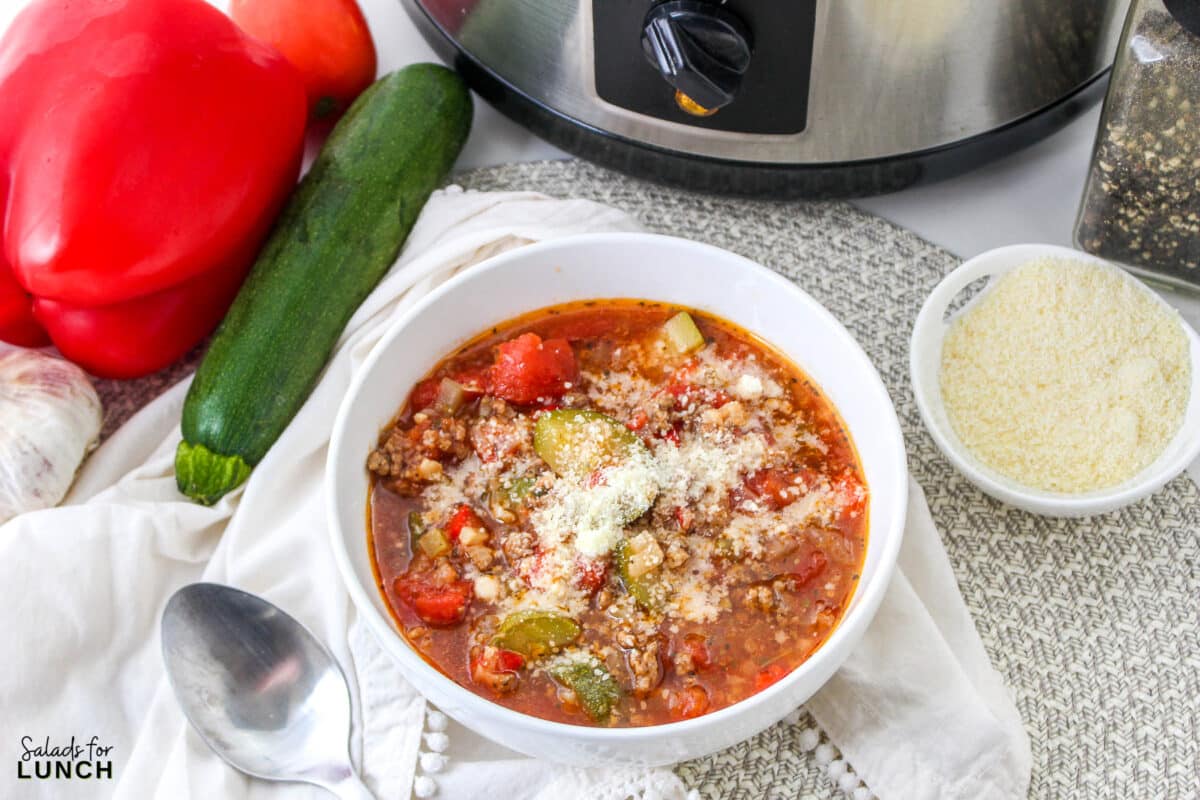 Slow Cooker Low Carb Zucchini Soup 18 - Picture this: tender zucchini, slow-cooked to perfection, mingling with a medley of wholesome ingredients, all while keeping things low on the carb count. It's a symphony of flavors that warms your soul and nourishes your body. So, grab your favorite blanket, prepare your taste buds, and let's embark on a journey of fall flavors that'll leave you craving for more. Get ready to indulge guilt-free in the essence of the season!