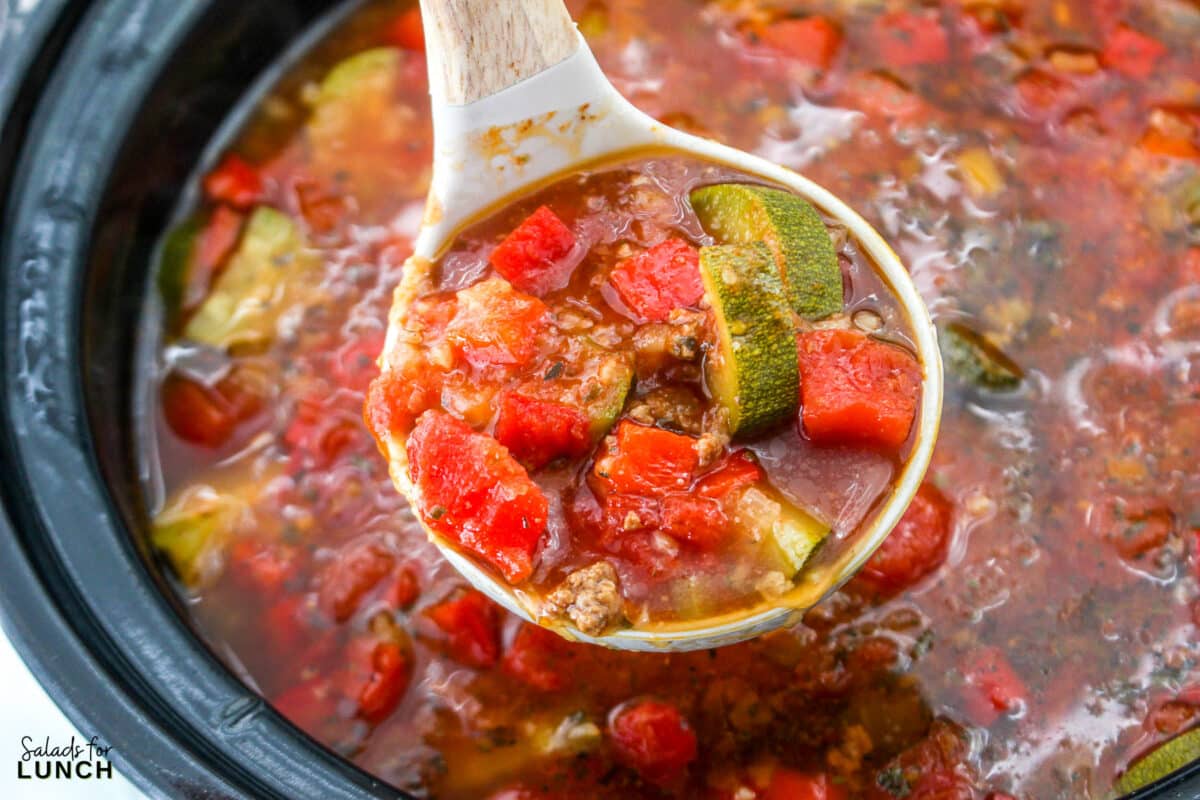 Slow Cooker Low Carb Zucchini Soup 7 - Picture this: tender zucchini, slow-cooked to perfection, mingling with a medley of wholesome ingredients, all while keeping things low on the carb count. It's a symphony of flavors that warms your soul and nourishes your body. So, grab your favorite blanket, prepare your taste buds, and let's embark on a journey of fall flavors that'll leave you craving for more. Get ready to indulge guilt-free in the essence of the season!