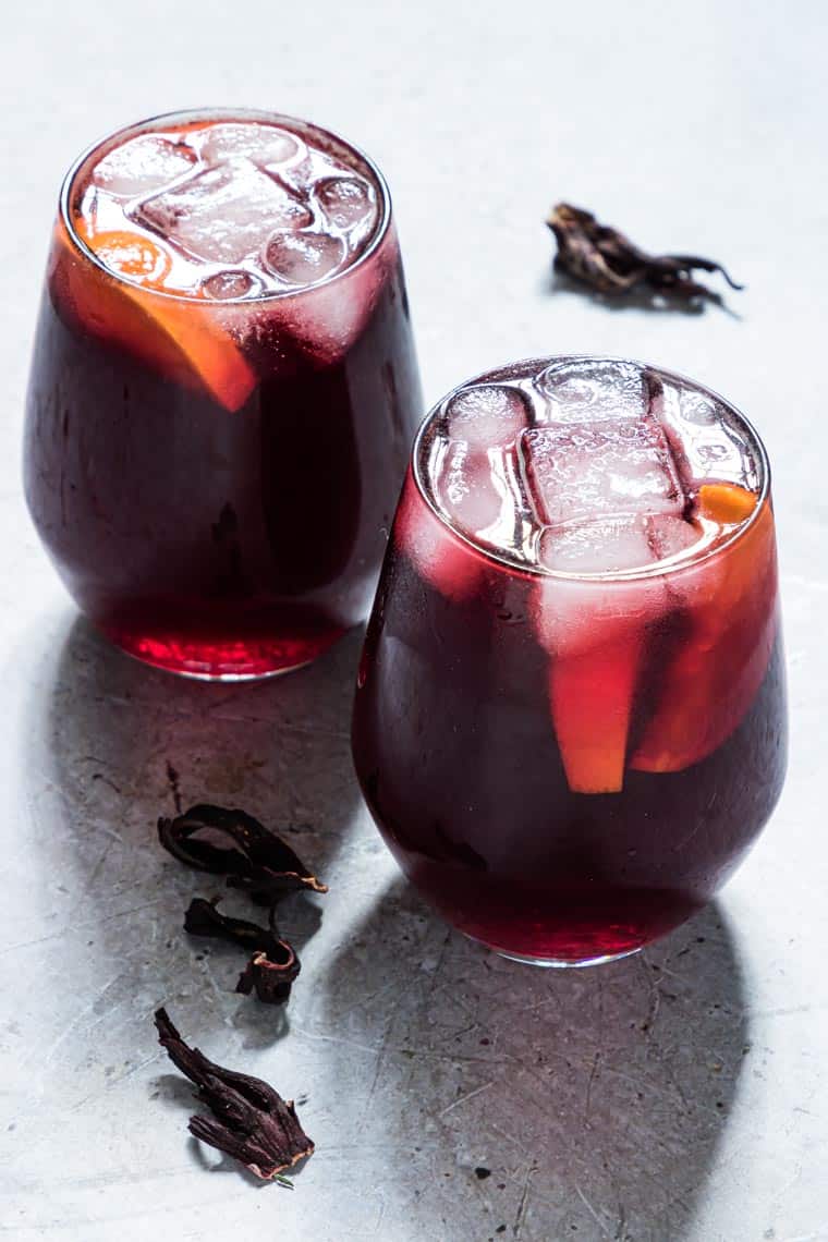 Two glasses of Jamaican Sorrel.