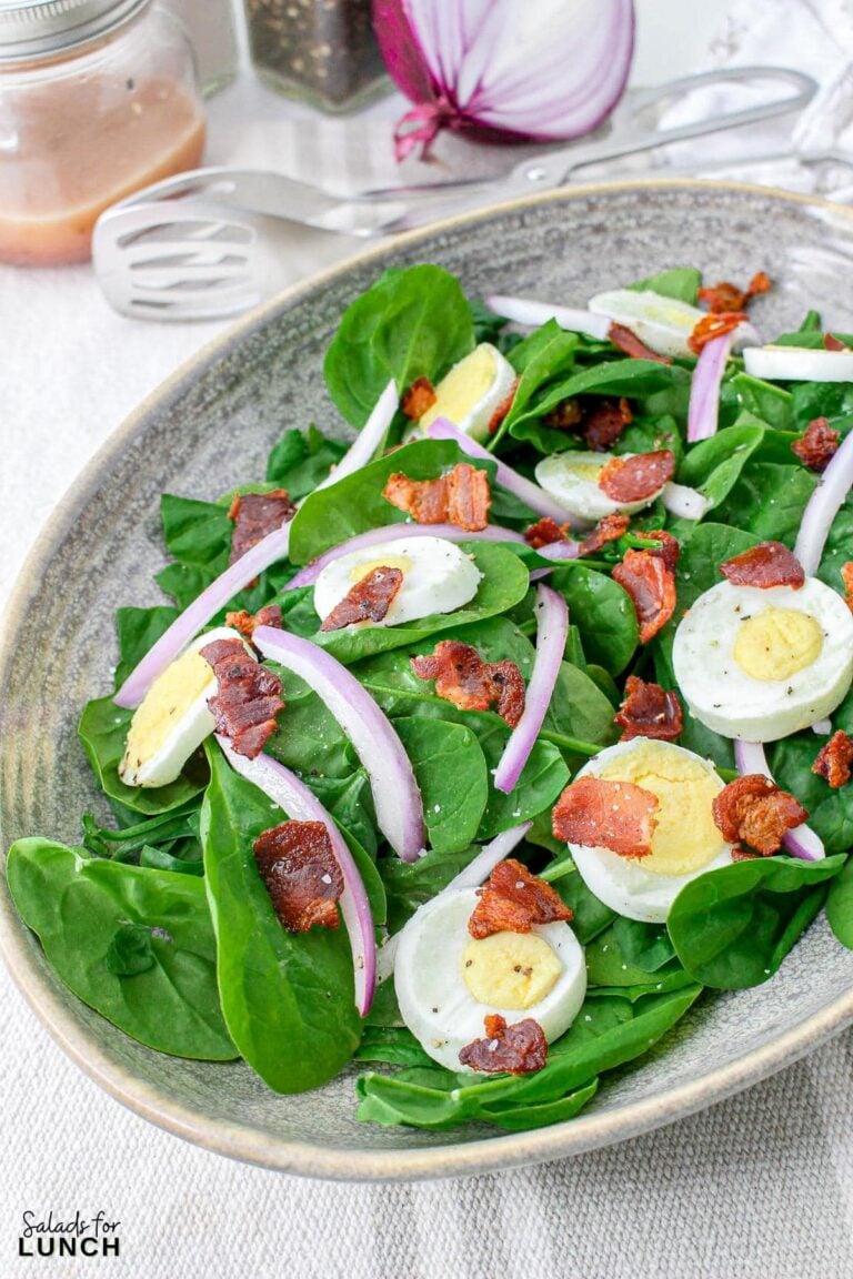 Spinach, Egg and Bacon Salad with Red Wine Vinegar Dressing