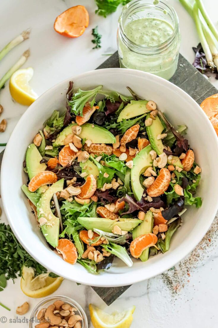Spring Salad with Homemade Green Goddess Salad Dressing 8 - These best salad recipes make eating colorful, fresh foods easy and delicious. I dug into my analytics and found that these are the top 10 salad recipes you've enjoyed over the past year. You have spoken, and the days of boring salad ideas are over!