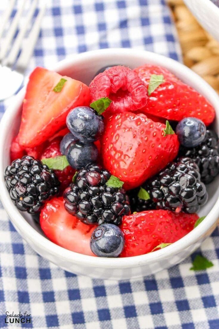 Summer Berry Salad with Honey Lemon Dressing 27 - Discover 21 vibrant salads perfect for your Fourth of July celebration! From patriotic fruit salads to zesty coleslaws, elevate your holiday spread with fresh flavors.