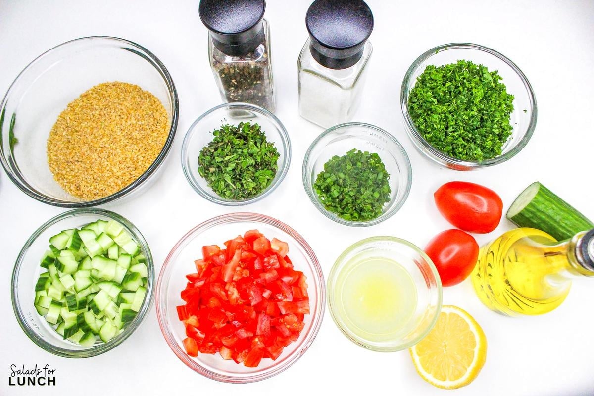 Tabbouleh Salad Recipe 2 - This refreshing Tabbouleh salad is made with bulgur wheat, fresh parsley, mint, tomatoes, and cucumbers, all tossed in a light lemon and olive oil dressing. It's a great option for a light meal or side dish.