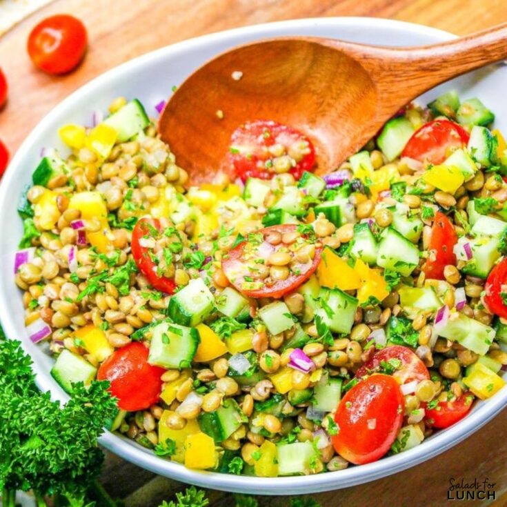 Vegan Lemon Lentil Salad - Whether you’re a salad enthusiast or just looking for a fun way to brighten up your winter menu, these 17 winter salads are sure to inspire you. Embrace the flavors of February, get creative in the kitchen, and let these vibrant dishes fuel you with all the nutrients you need to thrive through the winter months!