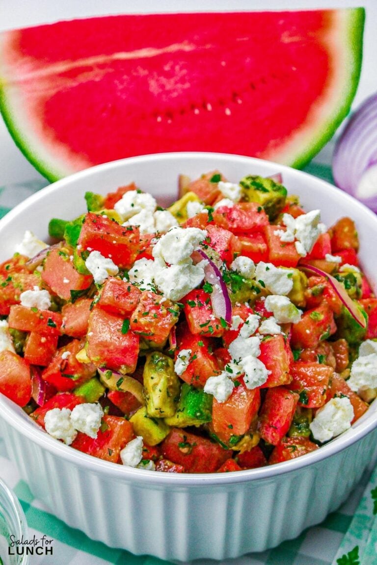 Summer Watermelon Avocado Salad with Feta and Mint