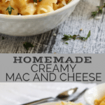Homemade creamy baked mac and cheese doesn’t have to be complicated with layers of ingredients to be the soul-warming food you crave. This homemade baked macaroni and cheese is my most favorite and has pleased crowds, small families, kids and picky eaters alike–give it a try and you’ll see why. #comfortfood #kidfriendly #casserole #pastarecipe #macandcheese #dinnerinspiration